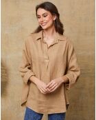 Blusa Dola camel 100% lino