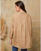 Blusa Dola camel 100% lino