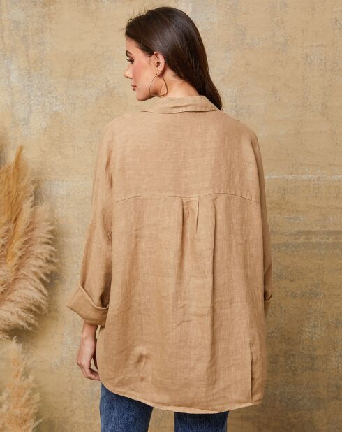 Blusa Dola camel 100% lino