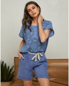 Top Epine bleu indigo