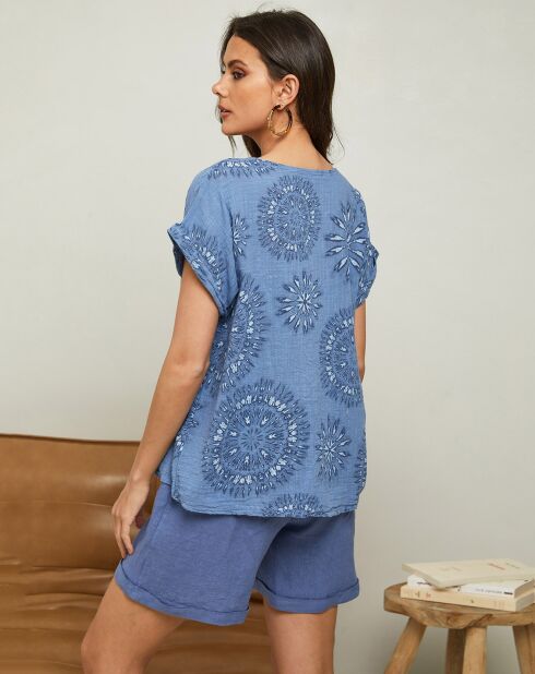 Indigoblauwe top met rug