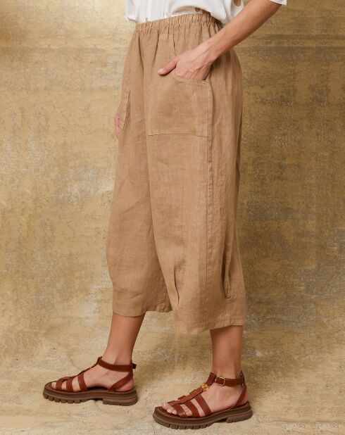 Taupefarbene Hose Erus aus 100% Leinen