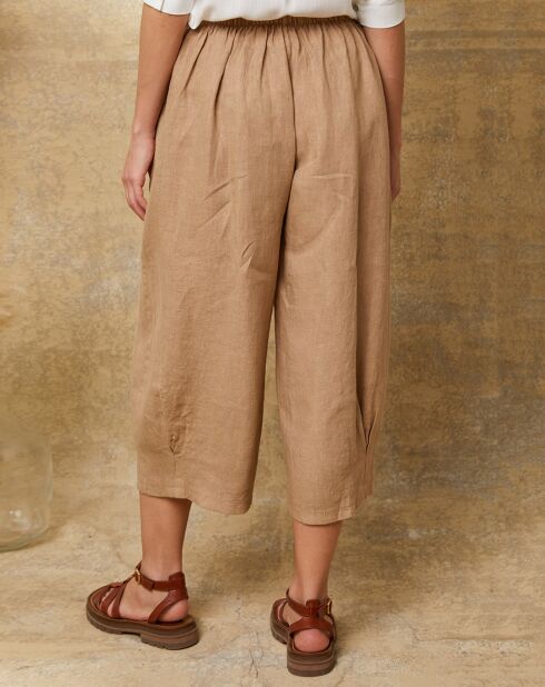 Taupefarbene Hose Erus aus 100% Leinen