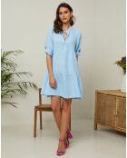 Robe 100% Lin Gabin bleu ciel