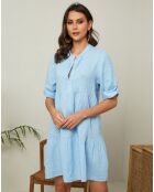 Robe 100% Lin Gabin bleu ciel