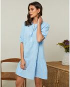 Robe 100% Lin Gabin bleu ciel