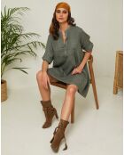 Robe 100% Lin Gabin vert kaki