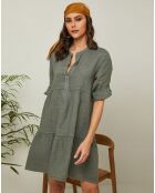Robe 100% Lin Gabin vert kaki