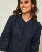 Robe 100% Lin Gabin bleu marine