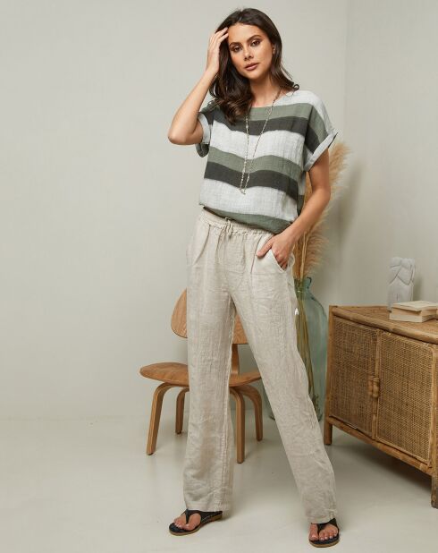 Beige broek van 100% linnen Garancel
