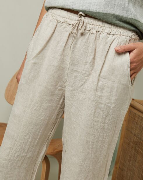 Beige broek van 100% linnen Garancel