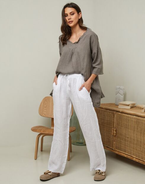 Garancel witte broek van 100% linnen