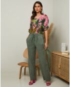 Pantalon 100% Lin Garancel vert kaki