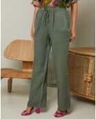 Pantalon 100% Lin Garancel vert kaki
