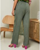 Pantalon 100% Lin Garancel vert kaki