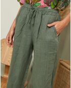 Pantalon 100% Lin Garancel vert kaki