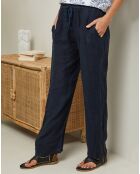 Pantalon 100% Lin Garancel bleu marine
