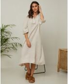 Beiges Kleid Granael aus 100% Leinen