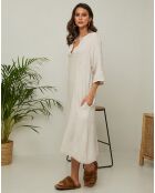 Beiges Kleid Granael aus 100% Leinen