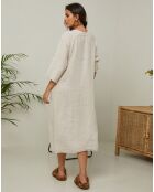 Beiges Kleid Granael aus 100% Leinen