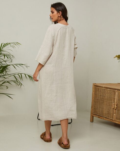 Beiges Kleid Granael aus 100% Leinen