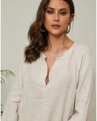 Beiges Kleid Granael aus 100% Leinen