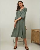 Robe 100% Lin Granael vert kaki