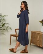 Marineblaues Kleid Granael aus 100% Leinen