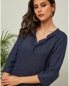 Marineblaues Kleid Granael aus 100% Leinen