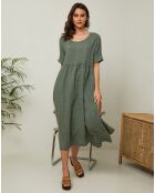 Robe 100% Lin Gustav vert kaki