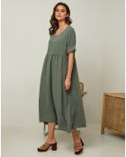 Robe 100% Lin Gustav vert kaki
