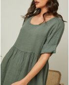 Robe 100% Lin Gustav vert kaki
