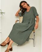Robe 100% Lin Gustav vert kaki