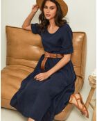 Robe 100% Lin Gustav bleu marine