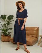 Robe 100% Lin Gustav bleu marine