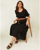 Gustav zwarte jurk van 100% linnen