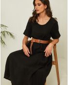 Gustav zwarte jurk van 100% linnen