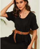 Gustav zwarte jurk van 100% linnen