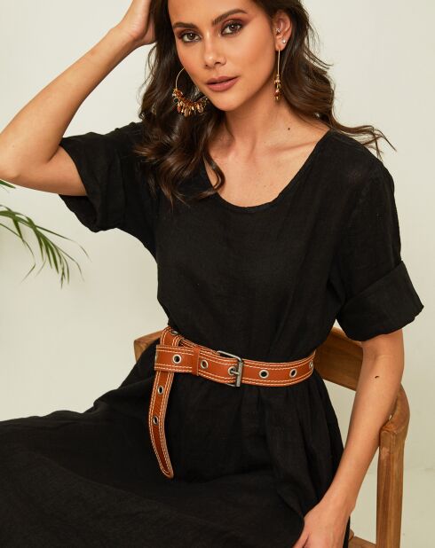 Gustav zwarte jurk van 100% linnen