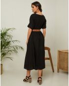 Gustav zwarte jurk van 100% linnen