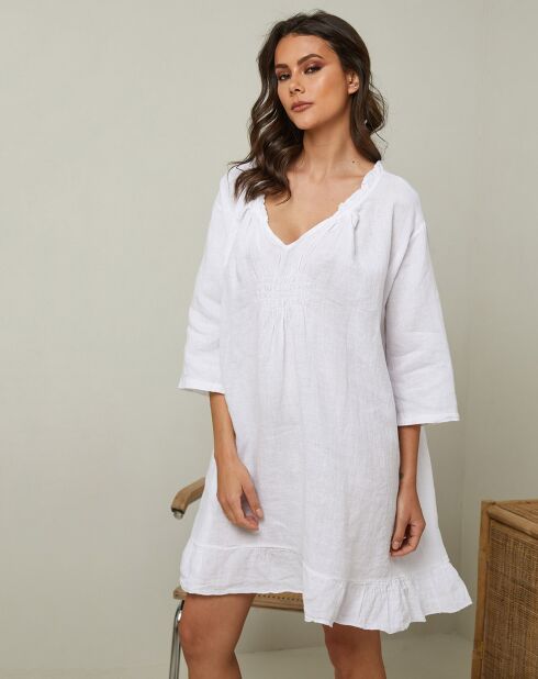 Weißes Jasminkleid aus 100% Leinen