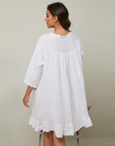 Weißes Jasminkleid aus 100% Leinen