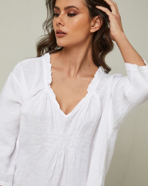 Weißes Jasminkleid aus 100% Leinen