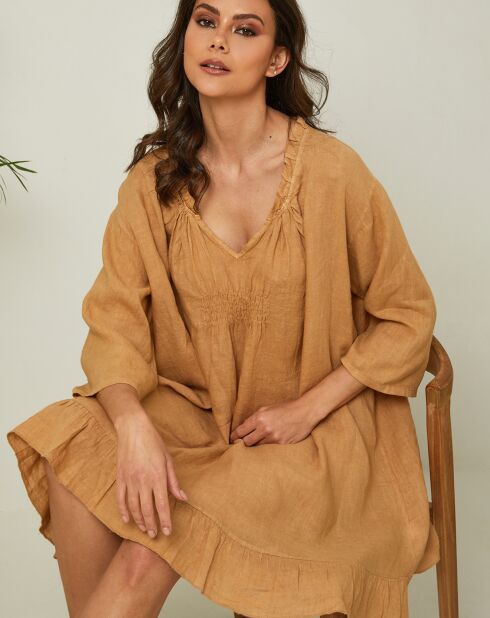 Robe 100% Lin Jasmine camel