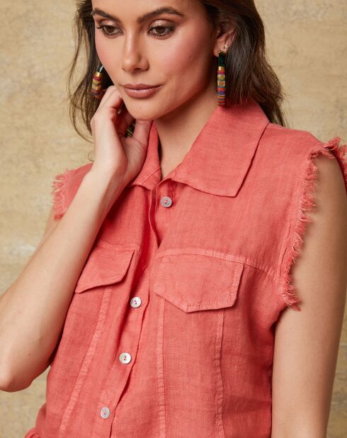 Chemise 100% Lin Jim corail
