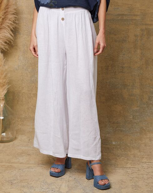 Kendra witte broek van 100% linnen