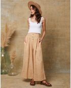 Pantalon 100% Lin Kendra camel clair