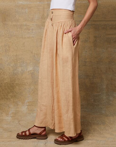 Kendra lichte camelbroek van 100% linnen