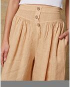 Pantalon 100% Lin Kendra camel clair