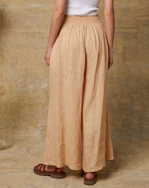 Pantalon 100% Lin Kendra camel clair